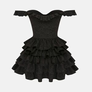 NAIA Designer Bombshell Dress NWT Black Ruffles Size S - Sold Out Online